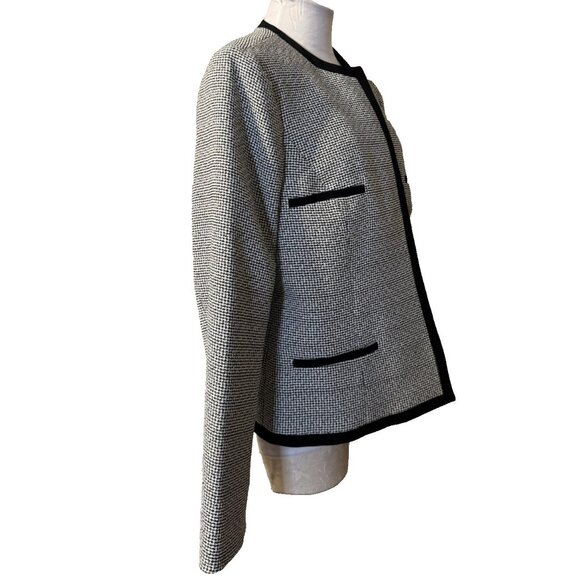 Kasper Separates Suit Jacket Blazer 16 Black White Classic Open Stretch - Picture 7 of 15